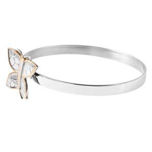 ION Plated YG & Stainless Steel Butterfly Bangle Bracelet (7.25 In)